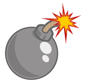 A bomb with a burning fuse