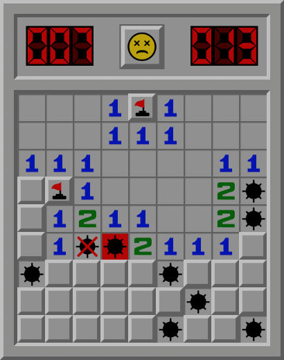 Incorrectly placed flag in Minesweeper