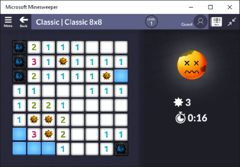Versiunea jocului Minesweeper pe Windows 10