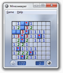 Versiunea jocului Minesweeper pe Windows 7